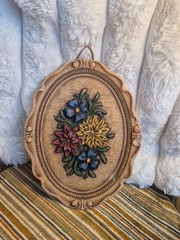 Kerzenhaus Wertklaude Floral Relief Wax Wall Plaque Ornate Frame Collectible