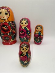 Colorful Vintage 5 Pce Traditional Russian Matryoshka Nesting Doll – 7” Tall