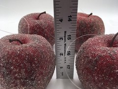 Unbranded Sugared Frosted SET OF 4 Large Beaded Fruit Ornaments Apples 3”x 3.5”