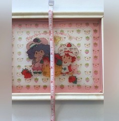 Set 4 Vintage Strawberry Shortcake Reverse Painted Glass Pictures 1980 ORIGINALS