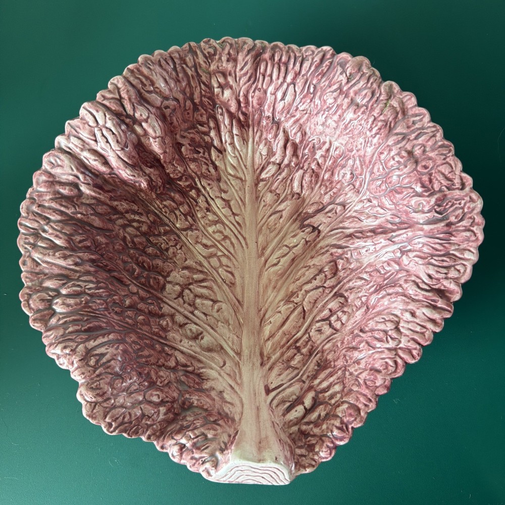 Medium Fitz & Floyd FF Pink Lettuce/Cabbage Leaf Serving Bowl