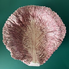Medium Fitz & Floyd FF Pink Lettuce/Cabbage Leaf Serving Bowl