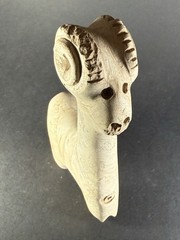 RARE ANCIENT N-EASTERN STONE CARVED RAM IDOL WITH DECORATION 15CM – CA 600-900AD