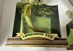 Enesco Rainbow Trout & Largemouth Bass Wistful Fisherman Figure 2008 Bookend NEW