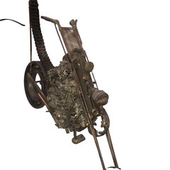 RARE OOAK Vintage Steam Punk ￼Weld Art Sculpture Figurine Chopper Motorcycle 22”