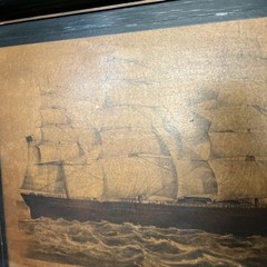 Very Old Wood Tray By Cross London Great Republic Ship Made In Rochester Ny USA