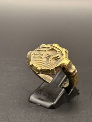 Large ancient Roman Ring bronze ring with decorated engraved bezel Antique Ring