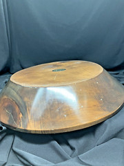Vintage Colombian Wooden Bowl Hand-Painted Geometric Design 11.5″ Diameter