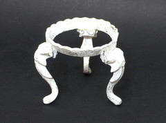 Vintage Display Stand White Cast Metal Sphere Orb Holder Elephant Heads