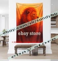 Fire Lion Spirit Tapestry 3D relief look Wall Art fantasy decor 39X59 in