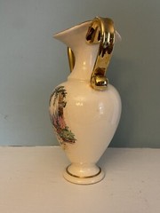 Vintage Vase Made In Norway – Girl In Royal Garden – Floral Empress Gold Detail