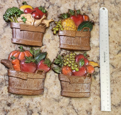 Sexton Cast Metal Wall Hanging Fruit & Vegetable Baskets Set Of 4 Vintage 1976