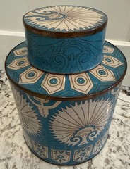 Fabienne Jouvin Paris Cloisonné Enamel Copper Tea Canister Lidded Jar 7” Signed