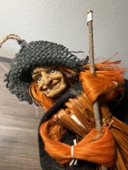 Kitchen Witch Hanging Wood Doll Good Luck Vintage Gothic Horror Halloween Charm