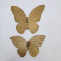 Pair Homco Butterflies T7040 & T7041 Plastic Gold Painted Made In USA 1971