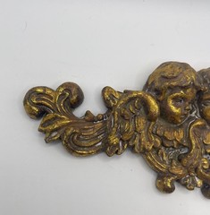 Pair of Antique gold wall pediments ft neoclassical cherubs – French