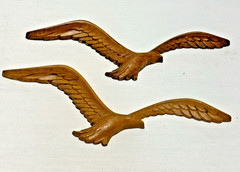 4 VTG HOMCO Home Interiors Seagulls 1981 Faux Wood Wall Art Plaques Flying Bird