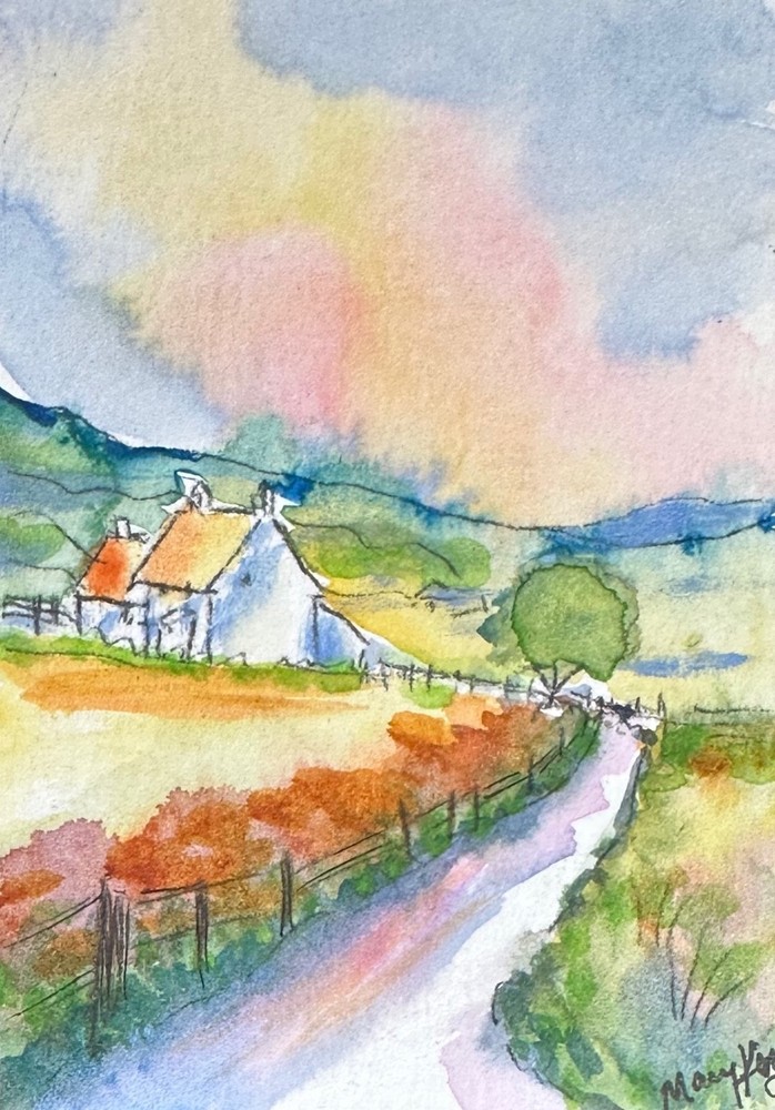 Original ACEO Watercolor Painting by Mary King – Country Peace