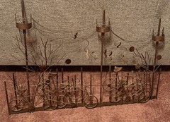 Vintage Copper Bicycle Park Wall Art