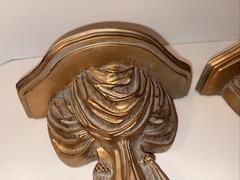 Pair Of Wood Wall Shelf Sconces Gilt Painted Draped Tassel Neoclassical