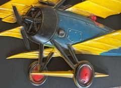 Vintage Sexton Metal Airplane Wall Art WWI Tri-Plane Aviation Decor