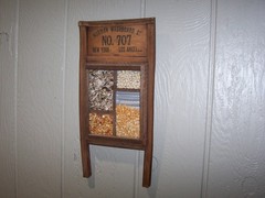 Decorative Rustic Look Washboard With Seeds Corn Beans Nuts & Sunflowers Hangs
