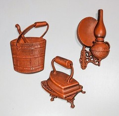 HODA Vintage 1960’s Set Of 3 Cast Aluminum 3-D Wall Hangings Farmhouse Country