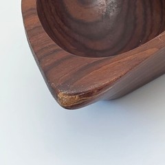 Vtg Granadillo Wood Bowl Trinket Dish Leaf Shape MCM Candy Made in Honduras READ