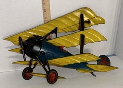 Sexton 1122 1123 1124 Vintage Metal Bi Planes Yellow Red And Green 3 Planes