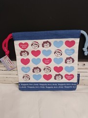 New Raggedy Ann & Andy Medium Canvas Drawstring Tote Bag Japan – 8″ x 8″ – Blue