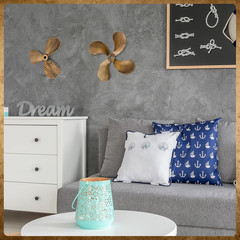 2 Pcs Metal Nautical Wall Art Decor Ship Airplane Propeller Wall Art Vintage Nau