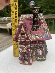 Vtg Blue Sky Clayworks Cozy Corner House Tea Light 2000 10x6x6” Heather Goldminc