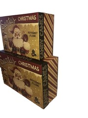 Set 2 Nesting ￼🎄 Stacking Lang Boxes Santa Claus Christmas Heavy Duty Fun