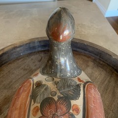 Vintage Tonala Pottery Hand Painted Duck Mexico Folk Art Large