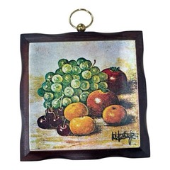 Vintage 1970’s Wood Fruit Wall Plaques HOMCO Home Interiors Set of 4 MCM Decor