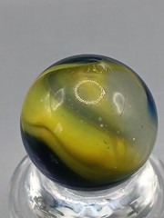 .87″ Akro Blue Egg Yolk Shooter Marble- #CE128