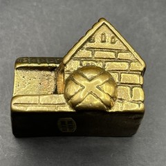 Vintage Lot Of 5: Miniature Brass Old Mill Village Collectible Buildings Houses