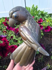 Vintage Brass & Copper Parrot Hanging Sculpture without perch