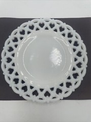 6 Westmoreland White Milk Glass Open Lace Reticulated Edge Heavy 8.5” Plate Set!