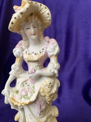 VTG Bisque Edwardian Lady Figurine – Fern Importation- Hand Painted-Japan