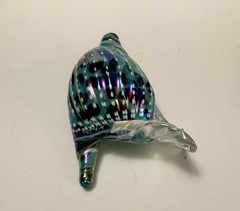 97” Iridescent Kevin Fulton Studio Art Glass Sea Shell Ocean Blue color-Signed