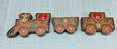 Vtg 3 Pc Wood Train Folk Art Decor Handcrafted Handmade Painted 4″ – 5.5″ Cars