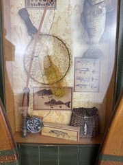 Rustic Canoe Shadow Box Fishing Wall Art – Bass, Lures, & Miniature Oars