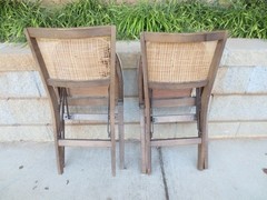 Vintage Stakmore Wooden Folding Chair Cane Back Vinyl Padded Seat