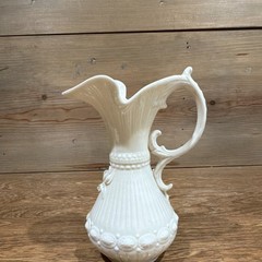 Belleek Aberdeen Porcelain VintageAppliqué Pitcher 7.5”Ivory Ireland REG NO 0857