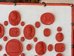 #1013 Grand Tour Revival Neoclassical Vintage Red Plaster Cast Waxed Intaglio Ar