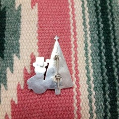 Zuni Inlay Christmas Tree Snowman Brooch Native Jewelry Used