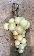 Vintage Alabaster Stone Grape Cluster w/ Wood Stem • Marble • Italy