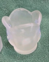 Vtge Westmoreland Glass Footed Frosted China Rose Trinket Dish + Candle Holder