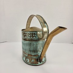 VTG Metal Copper Watering Can Decor Green Verdigris Teal Patina 0.5 Gal 12″